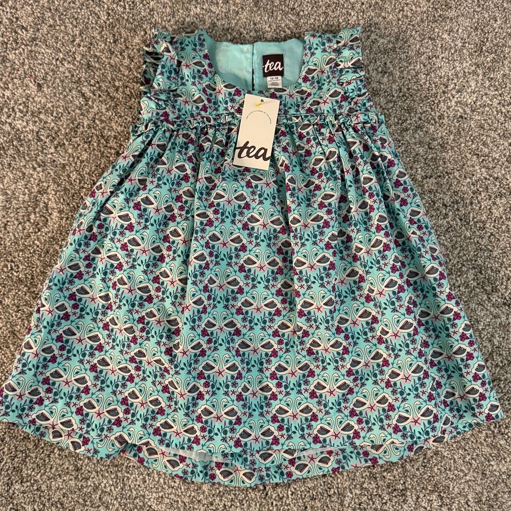 Tea Collection Swan Print Dress with Bloomer